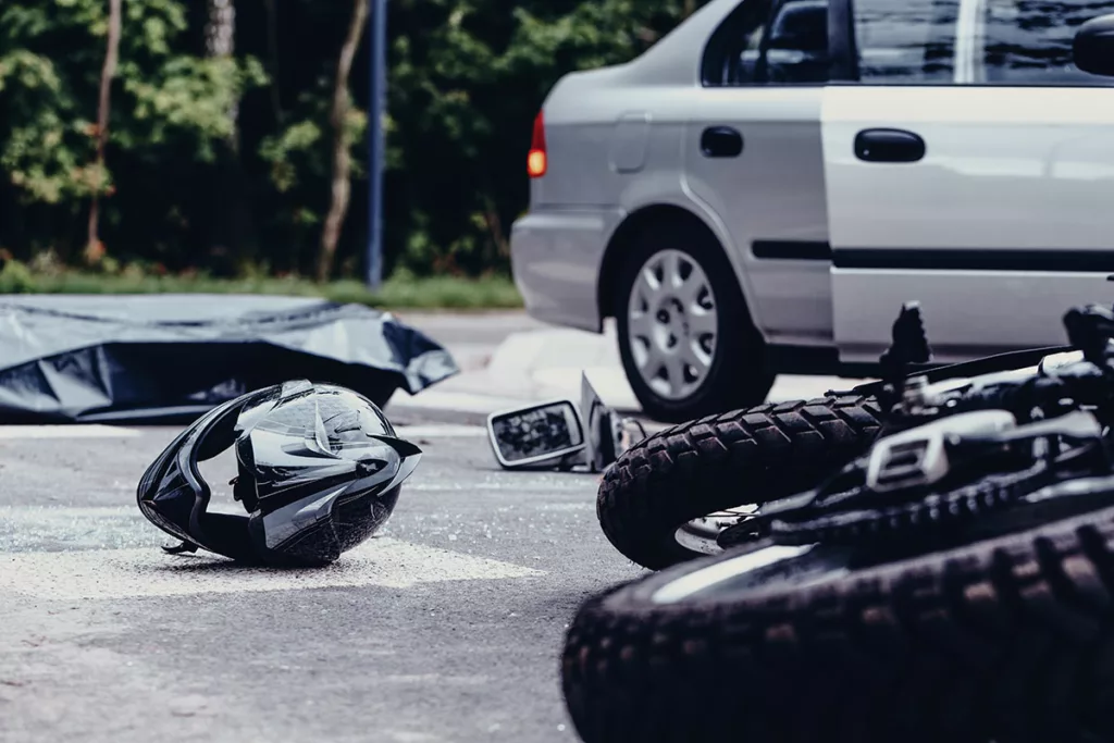 Image of a Motorcycle Accident in the street