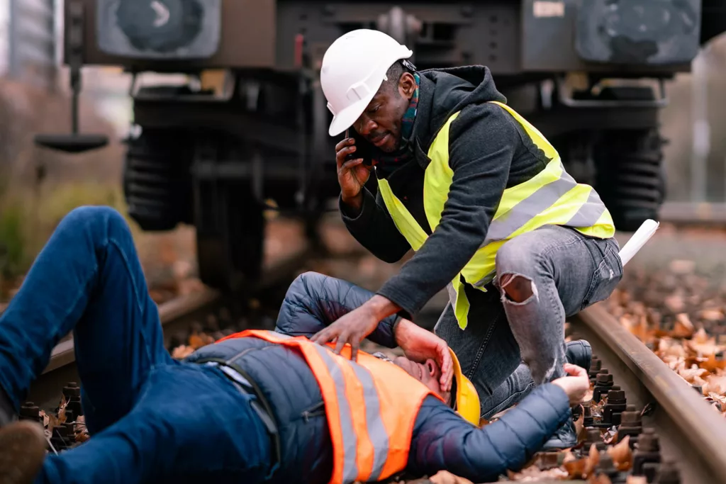 Image of workplace injury on a railroad